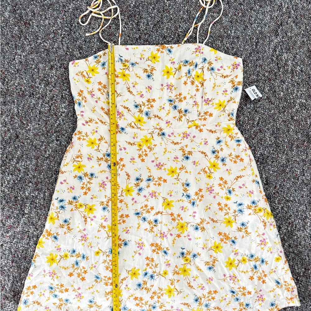 Old Navy Womens Fit & Flare Smocked back Floral Dress Linen Blend Size Large